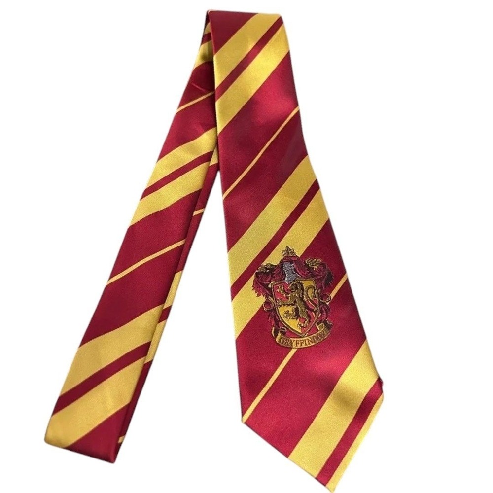 Harry Potter Gryffindor Necktie Red Gold Striped Crest Costume Halloween Cosplay